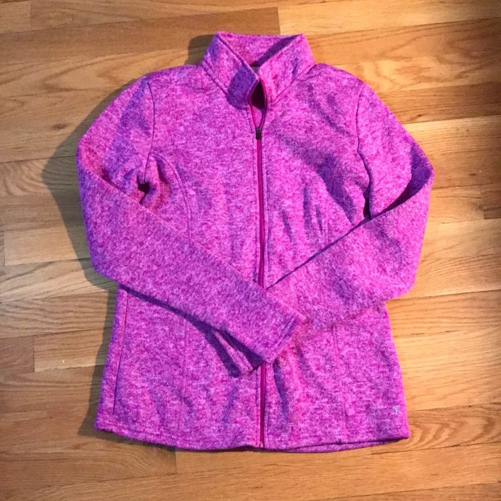 Work out zip up with thumb holes.